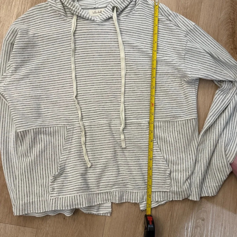Bella Dahl Striped Gray and White Hoodie Size M - Picture 9 of 12
